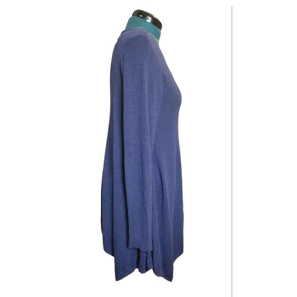 Eileen Fisher Tunic‎ Sweater Medium Blue Viscose Blend Sharkbite Hem Classic - Picture 2 of 7